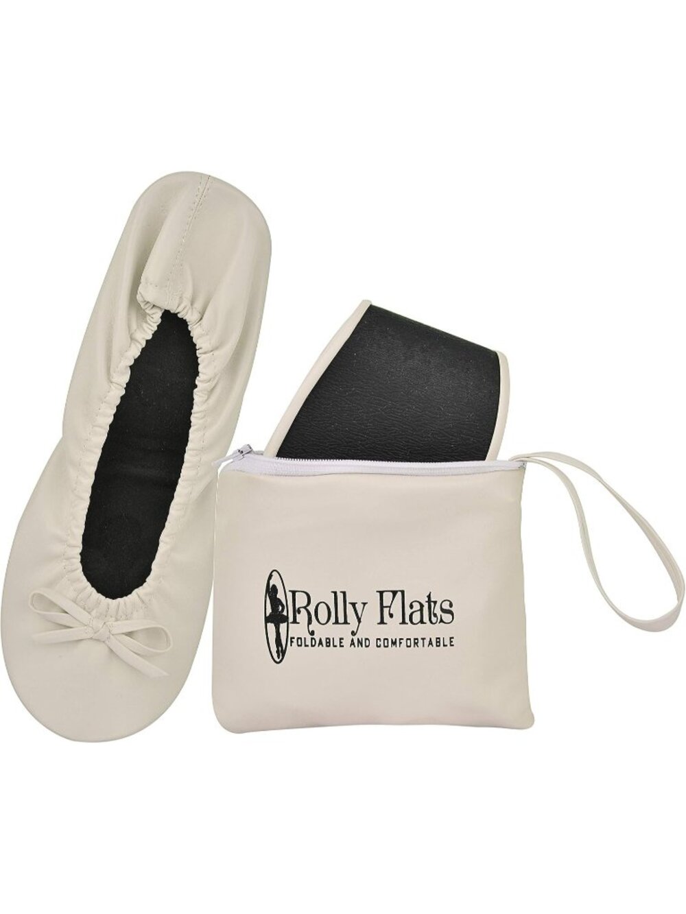 Women Pearl White Fit in Your Purse Round Toe Casual Foldable Ballet Flat Shoes